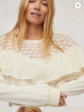 Anthropologie Ruffle Sweater - Women's Lightweight Pullover -#034